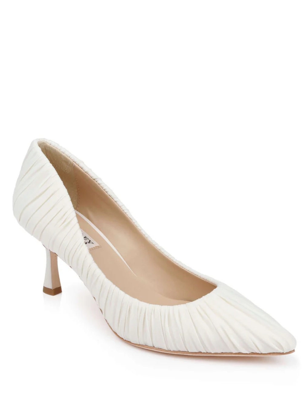 Badgley Mischka Ruched Bridal Kitten Heel Ivory - 8